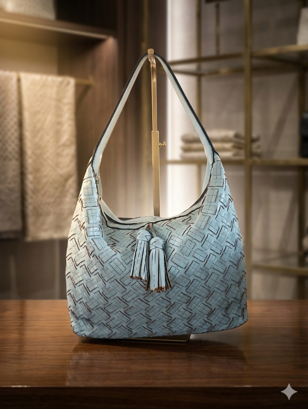 Patricia Nash Marcellina Hobo - Braided Stitch Leather - Mirage Blue